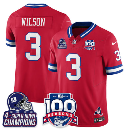 NYG 4-Time Champions Vapor Limited Jersey- 100th Season - All Stitched-DTD