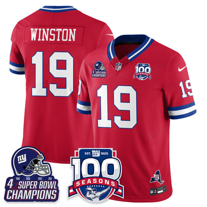 NYG 4-Time Champions Vapor Limited Jersey- 100th Season - All Stitched-DTD