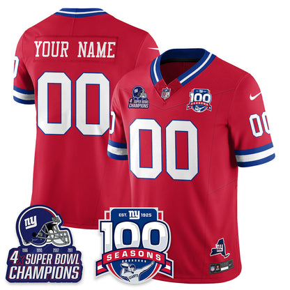 NYG 4-Time Champions Vapor Limited Custom Jersey- 100th Season - All Stitched-DTD