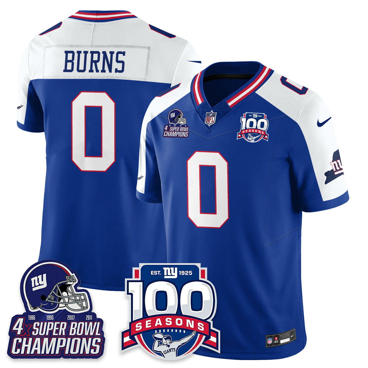NYG 4-Time Champions Vapor Limited Jersey- 100th Season - All Stitched-DTD