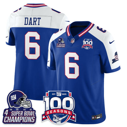 NYG 4-Time Champions Vapor Limited Jersey- 100th Season - All Stitched-DTD