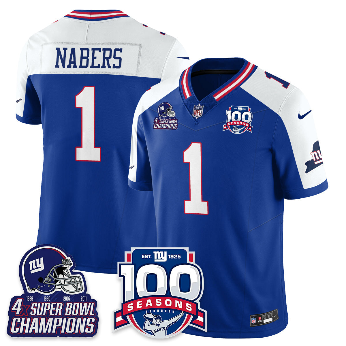 NYG 4-Time Champions Vapor Limited Jersey- 100th Season - All Stitched-DTD