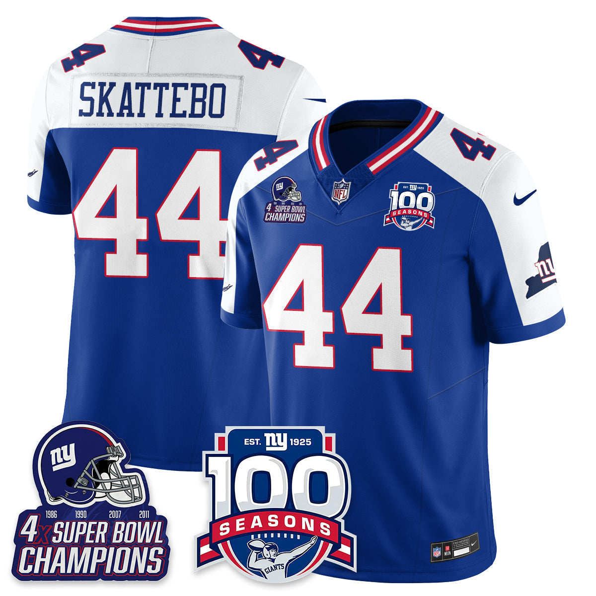 NYG 4-Time Champions Vapor Limited Jersey- 100th Season - All Stitched-DTD