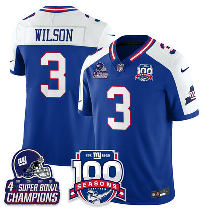 NYG 4-Time Champions Vapor Limited Jersey- 100th Season - All Stitched-DTD