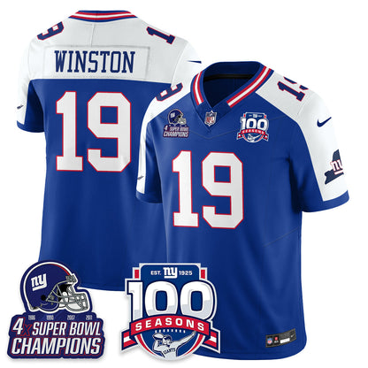 NYG 4-Time Champions Vapor Limited Jersey- 100th Season - All Stitched-DTD
