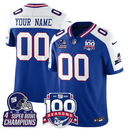 NYG 4-Time Champions Vapor Limited Custom Jersey- 100th Season - All Stitched-DTD