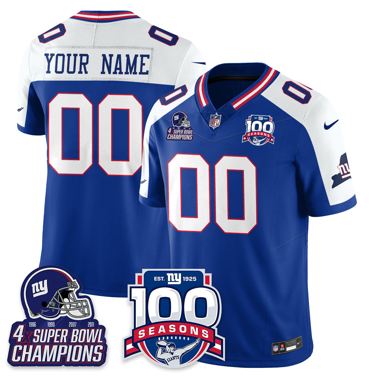NYG 4-Time Champions Vapor Limited Jersey- 100th Season - All Stitched-DTD
