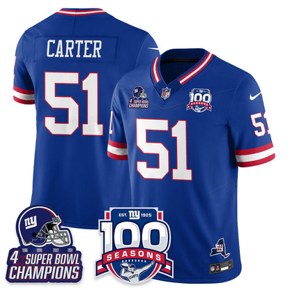 NYG 4-Time Champions Vapor Limited Jersey- 100th Season - All Stitched-DTD