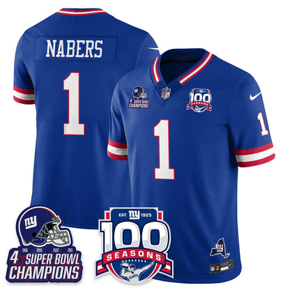 NYG 4-Time Champions Vapor Limited Jersey- 100th Season - All Stitched-DTD