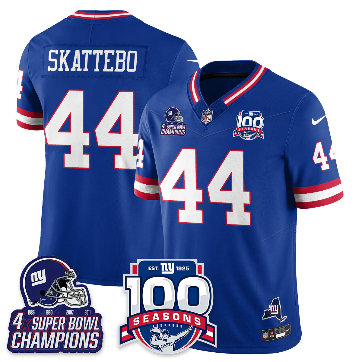 NYG 4-Time Champions Vapor Limited Jersey- 100th Season - All Stitched-DTD