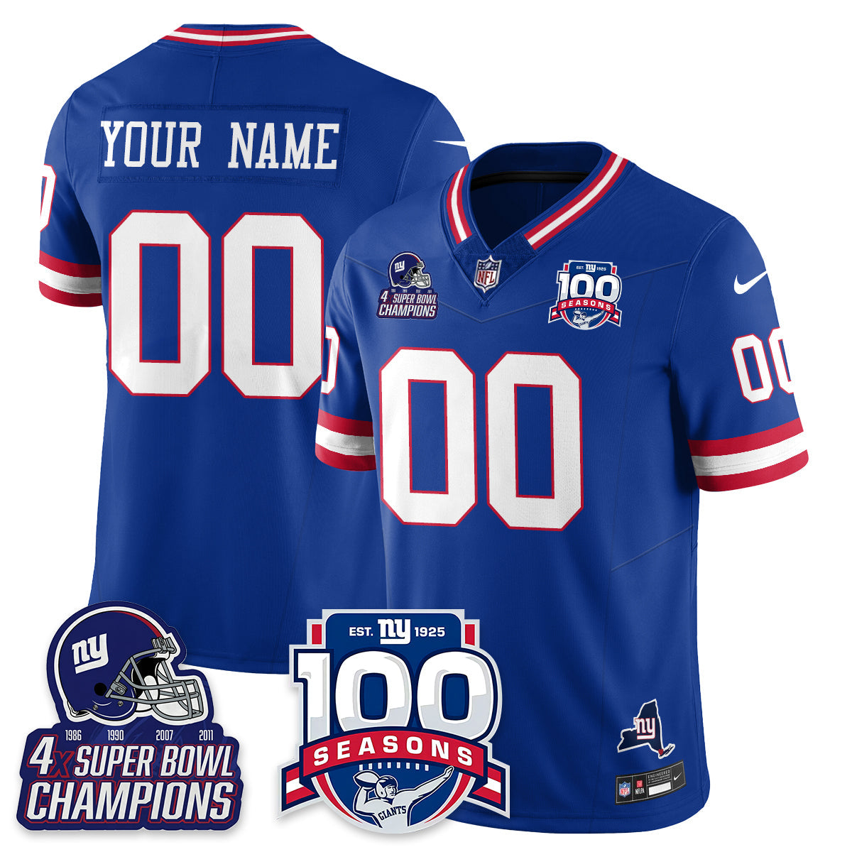 NYG 4-Time Champions Vapor Limited Jersey- 100th Season - All Stitched-DTD