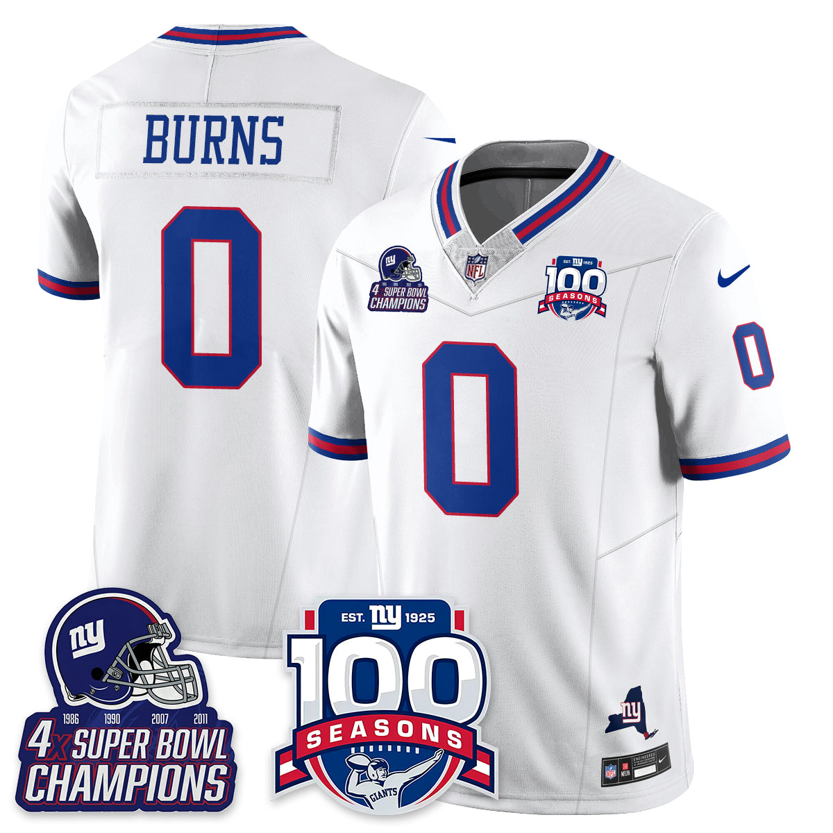 NYG 4-Time Champions Vapor Limited Jersey- 100th Season - All Stitched-DTD