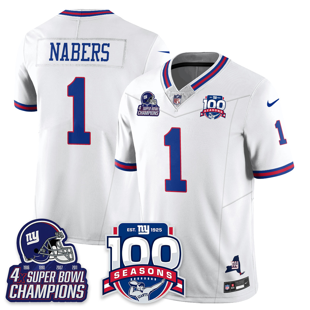 NYG 4-Time Champions Vapor Limited Jersey- 100th Season - All Stitched-DTD