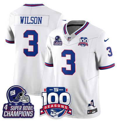 NYG 4-Time Champions Vapor Limited Jersey- 100th Season - All Stitched-DTD