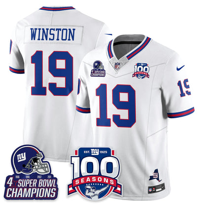 NYG 4-Time Champions Vapor Limited Jersey- 100th Season - All Stitched-DTD