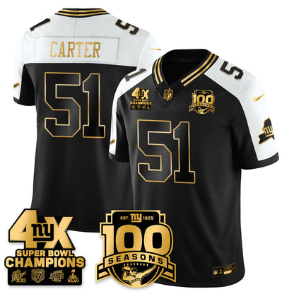 NYG 4-Time Champions Limited Gold Jersey- 100th Season - All Stitched-DTD