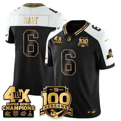 NYG 4-Time Champions Limited Gold Jersey- 100th Season - All Stitched-DTD