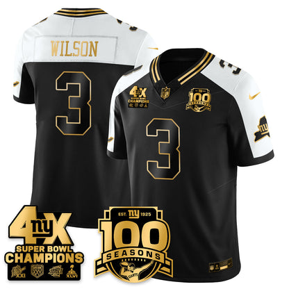 NYG 4-Time Champions Limited Gold Jersey- 100th Season - All Stitched-DTD