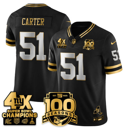 NYG 4-Time Champions Limited Gold Jersey- 100th Season - All Stitched-DTD