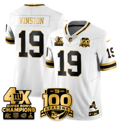 NYG 4-Time Champions Limited Gold Jersey- 100th Season - All Stitched-DTD