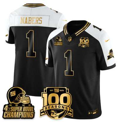 NYG 4-Time Champions Limited Gold Jersey V2- 100th Season - All Stitched-DTD