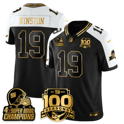 NYG 4-Time Champions Limited Gold Jersey V2- 100th Season - All Stitched-DTD