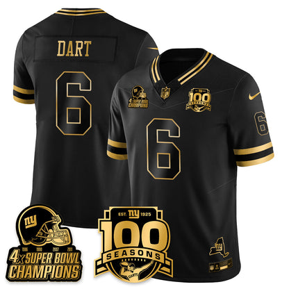 NYG 4-Time Champions Limited Gold Jersey V2- 100th Season - All Stitched-DTD