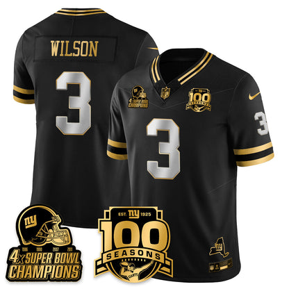 NYG 4-Time Champions Limited Gold Jersey V2- 100th Season - All Stitched-DTD