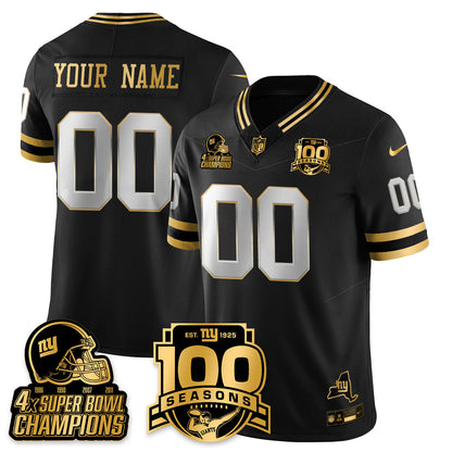 NYG 4-Time Champions Limited Gold Jersey V2- 100th Season - All Stitched-DTD