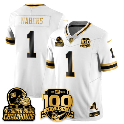 NYG 4-Time Champions Limited Gold Jersey V2- 100th Season - All Stitched-DTD