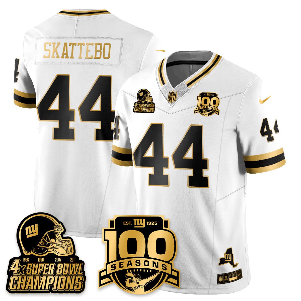 NYG 4-Time Champions Limited Gold Jersey V2- 100th Season - All Stitched-DTD