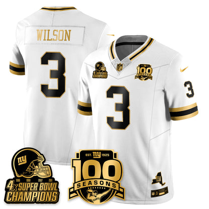 NYG 4-Time Champions Limited Gold Jersey V2- 100th Season - All Stitched-DTD