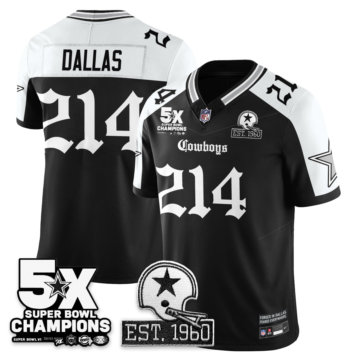 DAL 'Gothic 5-Time Champions Edition' Vapor Limited Jersey - All Stitched-DTD