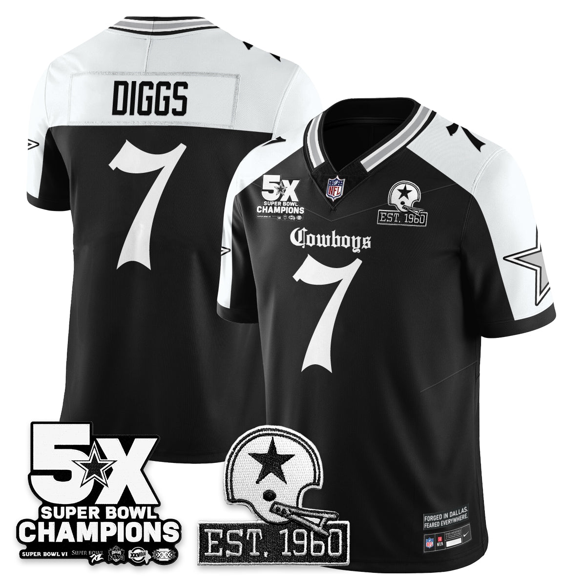 DAL 'Gothic 5-Time Champions Edition' Vapor Limited Jersey - All Stitched-DTD