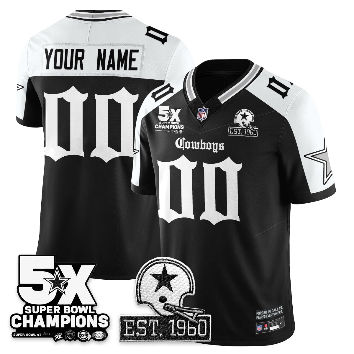 DAL 'Gothic 5-Time Champions Edition' Vapor Limited Custom Jersey - All Stitched-DTD