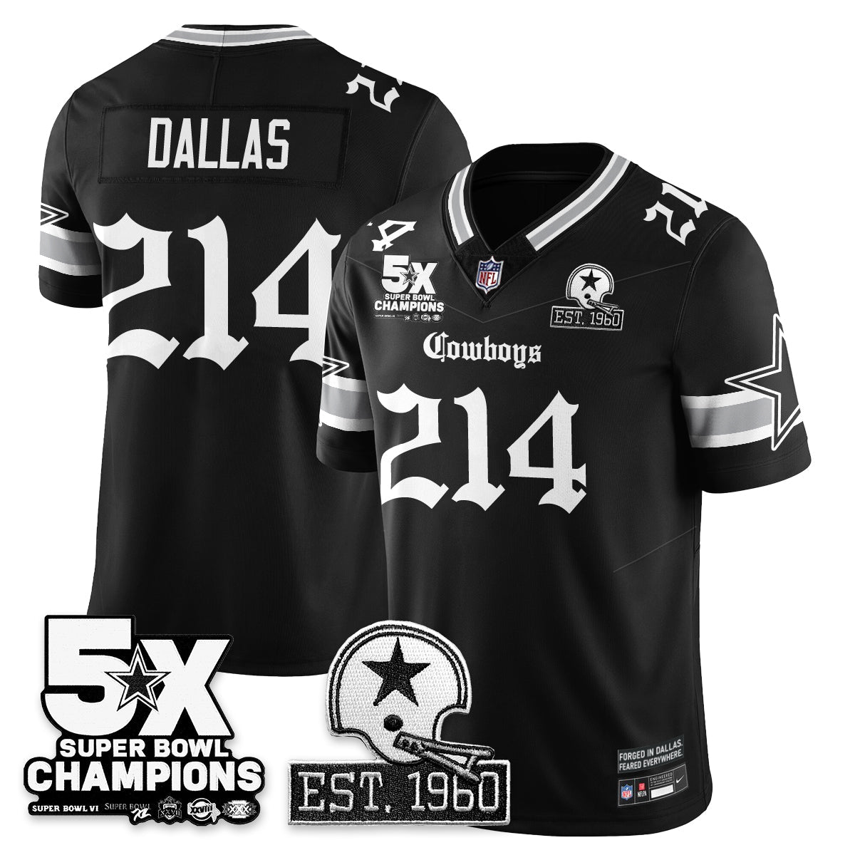 DAL 'Gothic 5-Time Champions Edition' Vapor Limited Jersey - All Stitched-DTD