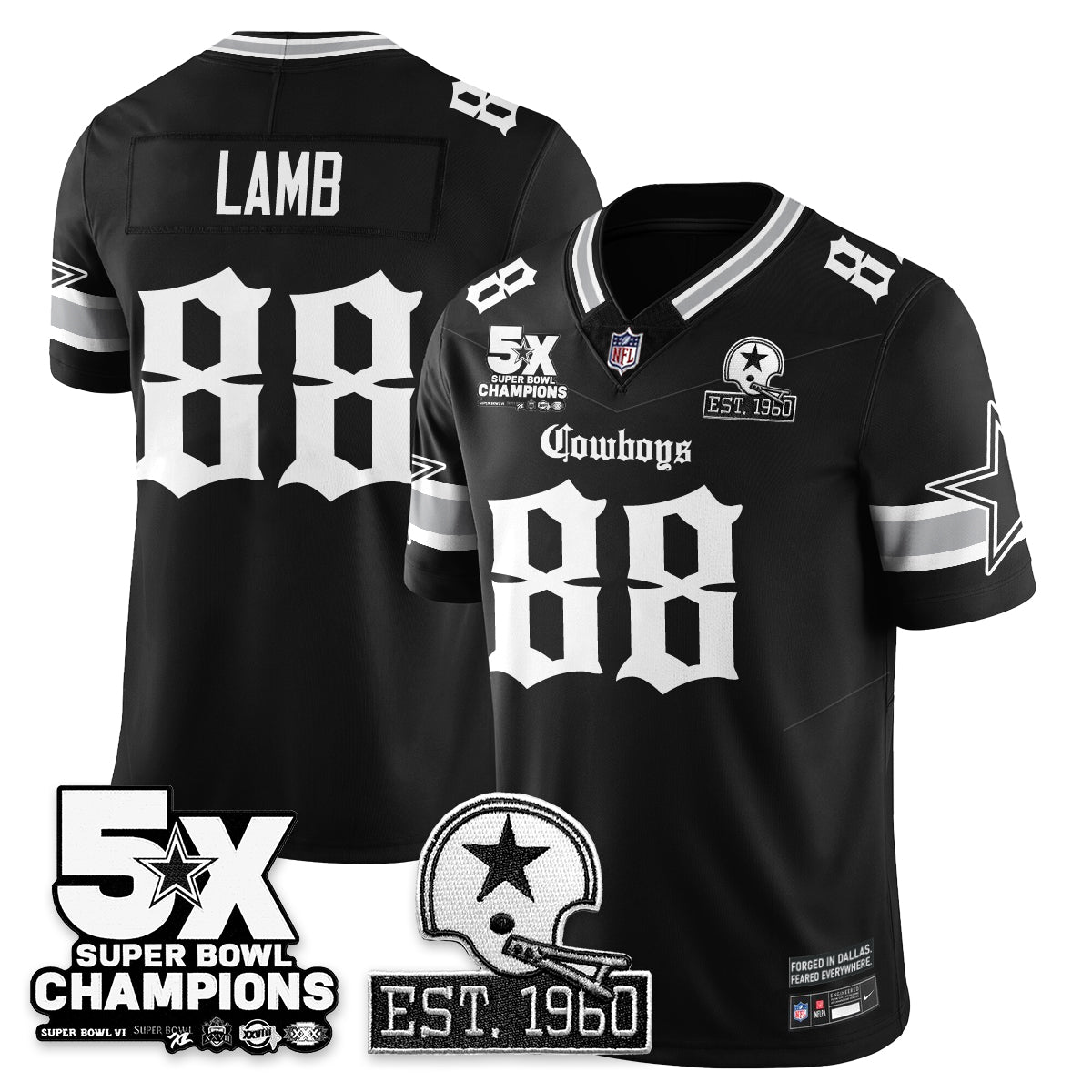 DAL 'Gothic 5-Time Champions Edition' Vapor Limited Jersey - All Stitched-DTD