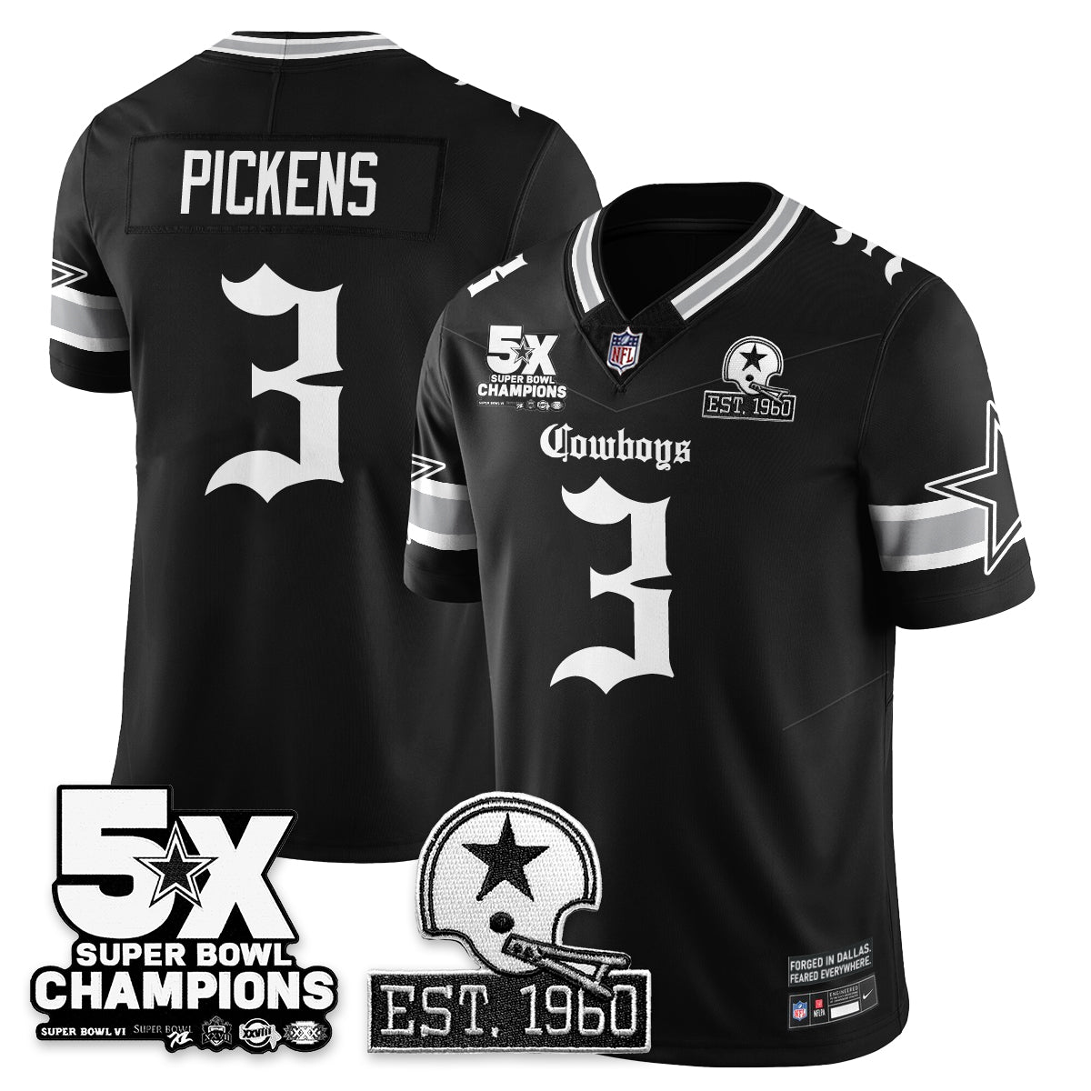 DAL 'Gothic 5-Time Champions Edition' Vapor Limited Jersey - All Stitched-DTD