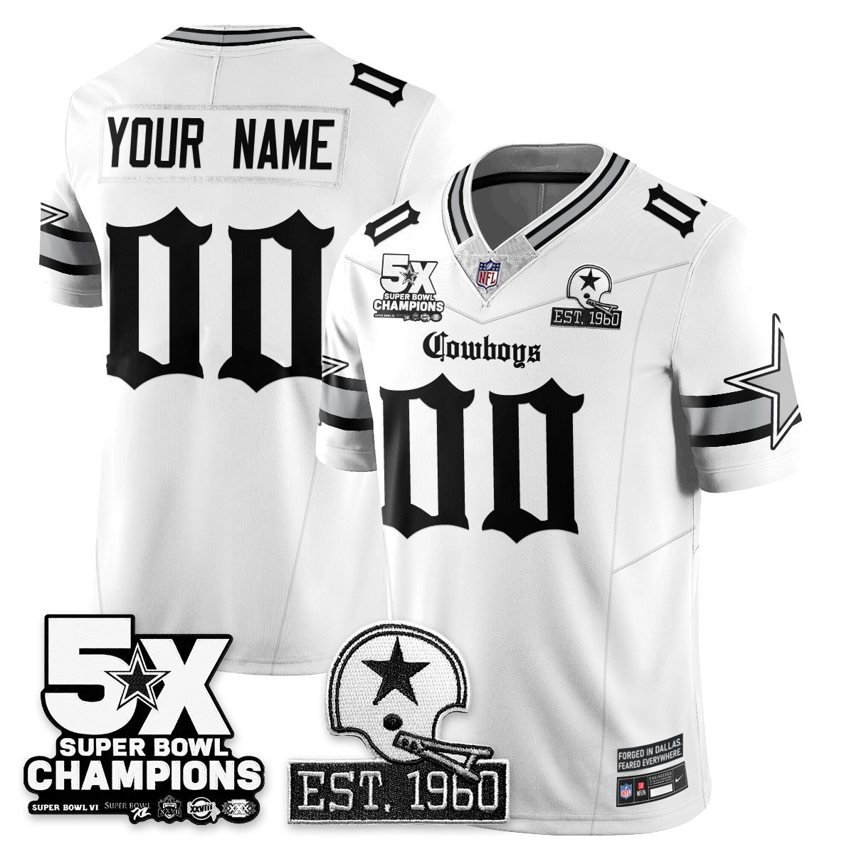 DAL 'Gothic 5-Time Champions Edition' Vapor Limited Custom Jersey - All Stitched-DTD