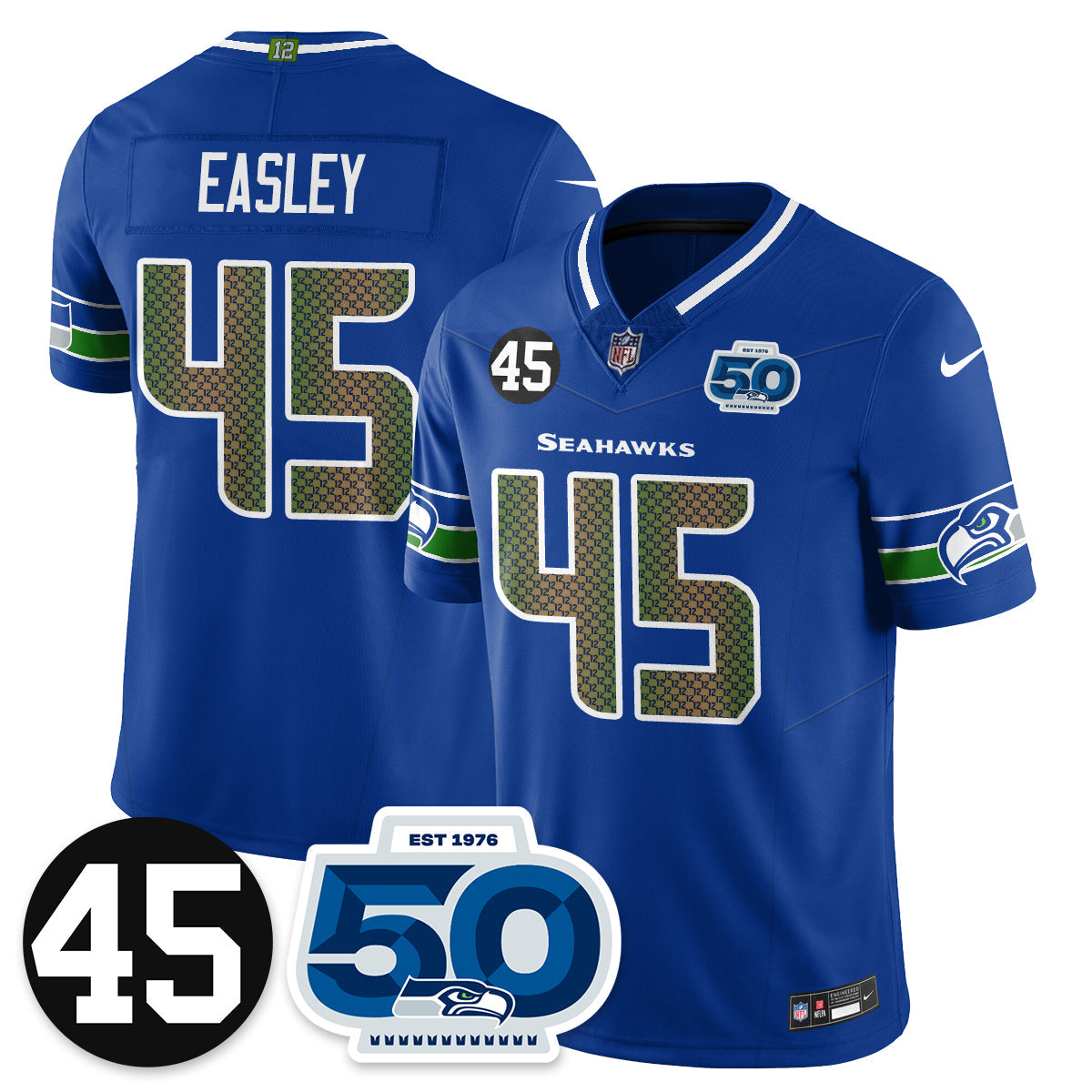 SEA Vapor Limited Jersey - Honor Kenny Easley - All Stitched-DTD