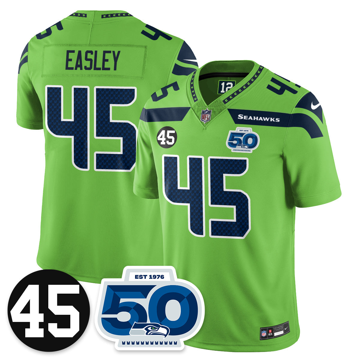 SEA Vapor Limited Jersey - Honor Kenny Easley - All Stitched-DTD