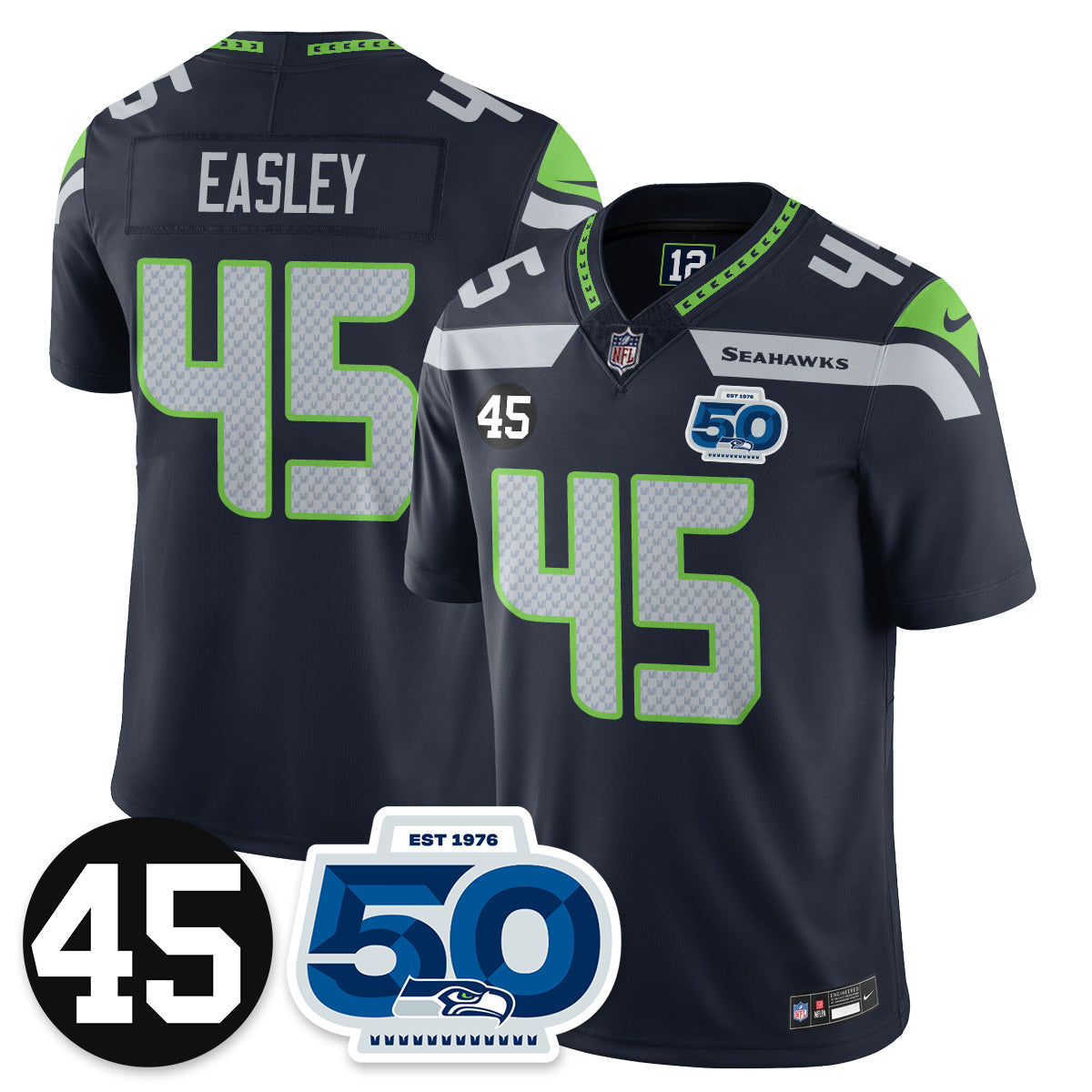 SEA Vapor Limited Jersey - Honor Kenny Easley - All Stitched-DTD