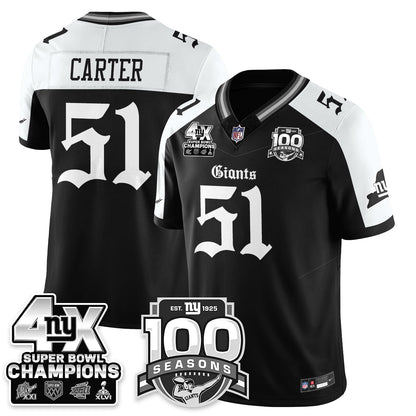 NYG 4-Time Champions Gothic Vapor Limited Jersey - 100th Seasons - All Stitched-DTD