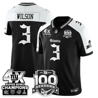 NYG 4-Time Champions Gothic Vapor Limited Jersey - 100th Seasons - All Stitched-DTD
