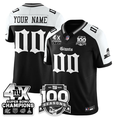 NYG 4-Time Champions Gothic Vapor Limited Jersey - 100th Seasons - All Stitched-DTD