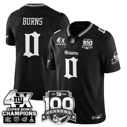 NYG 4-Time Champions Gothic Vapor Limited Jersey - 100th Seasons - All Stitched-DTD