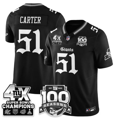 NYG 4-Time Champions Gothic Vapor Limited Jersey - 100th Seasons - All Stitched-DTD
