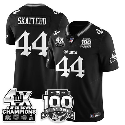 NYG 4-Time Champions Gothic Vapor Limited Jersey - 100th Seasons - All Stitched-DTD