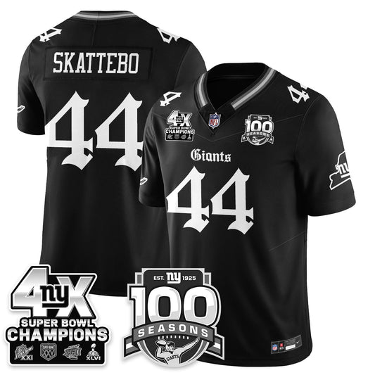 NYG 4-Time Champions Gothic Vapor Limited Jersey - 100th Seasons - All Stitched-DTD