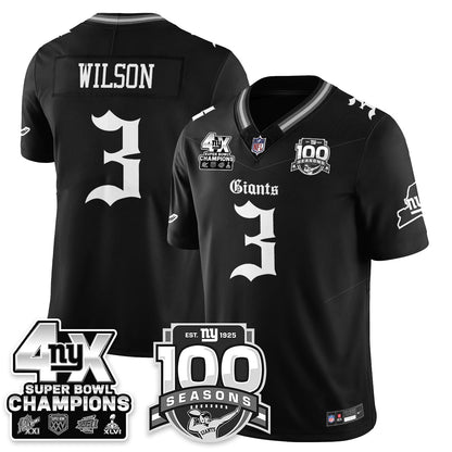 NYG 4-Time Champions Gothic Vapor Limited Jersey - 100th Seasons - All Stitched-DTD